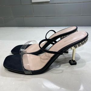 PrettyLittleThing Black and Gold Heels